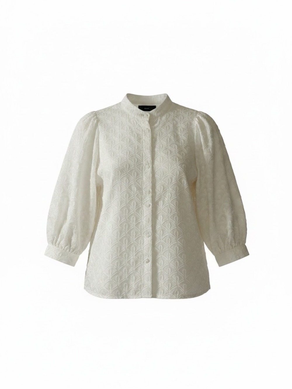 RAIN Elegant White Lace Puff-Sleeve Blouse